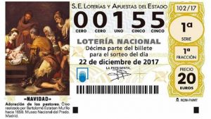 Décimo lotería Navidad 00155 agotado en toda España