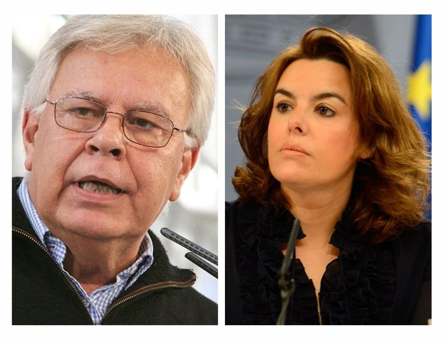 Soraya Sáenz de Santamaría y Juan Luis Cebrián enfadados