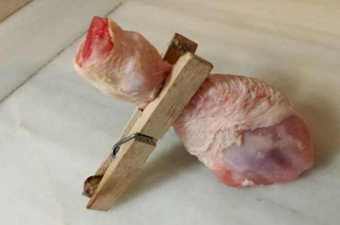 Jamón ficticio con su jamonero recibido el trabajador