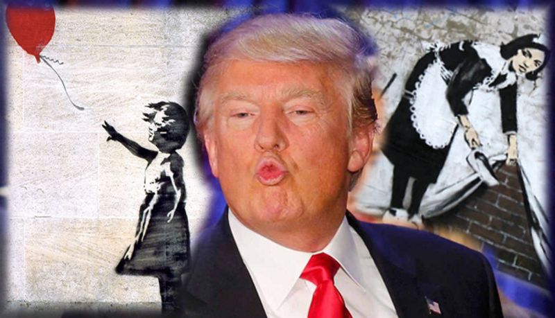 Donald Trump enamorado de los dibujos de Banksy
