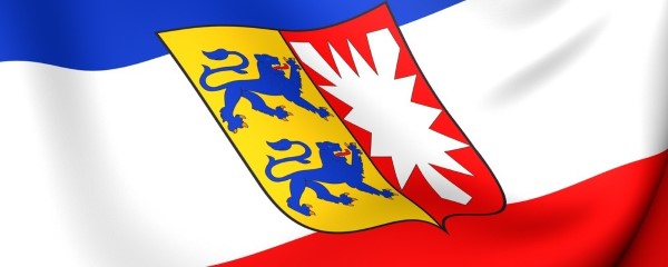 Bandera de Schleswig-Holstein donde quieren poner medalla a la virgen de allí