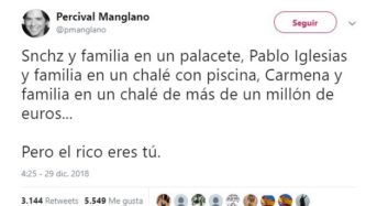 Percival Manglano machaca el patriotismo de los progres con un solo tuit.